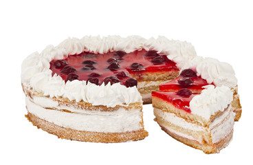 cake with cherries isolated