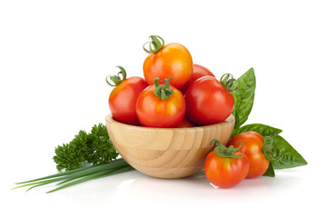 Ripe tomatoes, basil and parsley