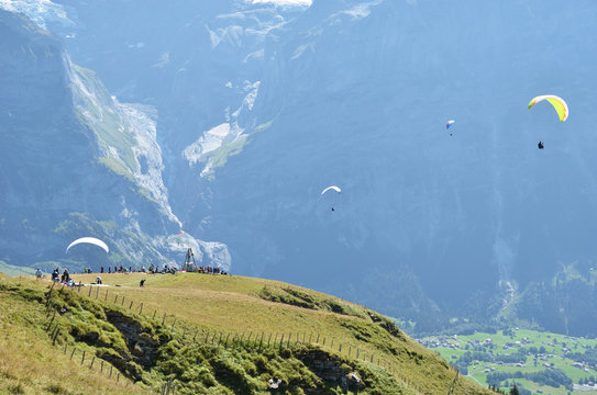 Paragliding site. Jungfrau region, Switzerland
