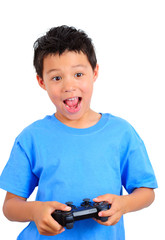 Boy Holding a Game Controller