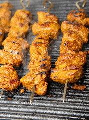 Indian Lamb Tikka Kebabs Cooking
