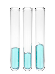 blue liquid in test tubes