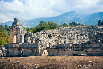Ancient amphitheatre ruins in Tlos / Turkey