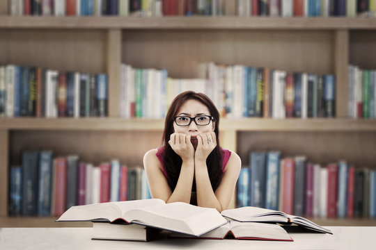 Frightened Student In Library