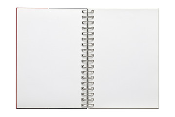 Open notebook isolated on white