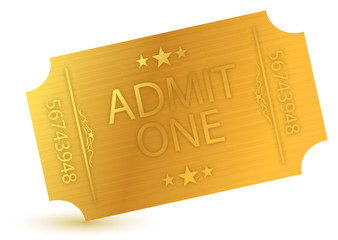 illustration of gold ticket over a white background