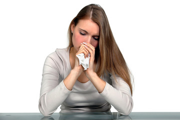 young woman crying