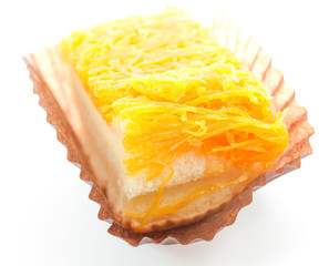 Gold Egg Yolks Thread butter cake Thai dessert isolate