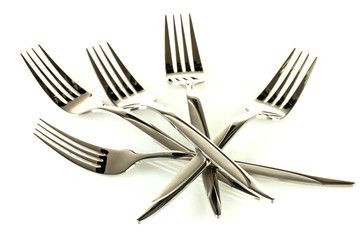 a set of forks isolated on white