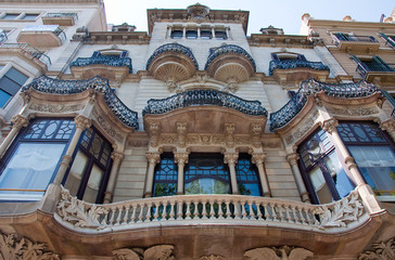 Facade of the building on Passeig de Gràcia. Barcelona.