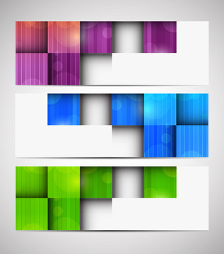 Set of banners with squares