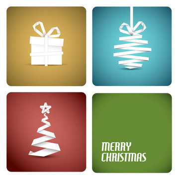 Vector christmas decoration made from white paper stripes