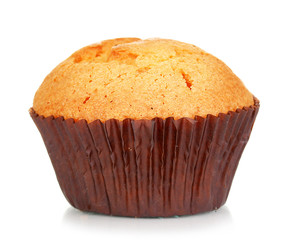Fresh muffin isolated on white