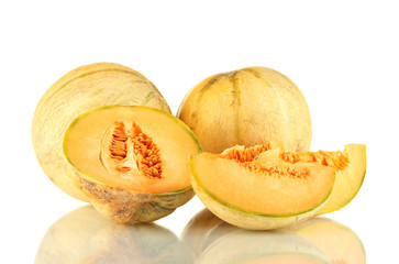 cut melon isolated on white