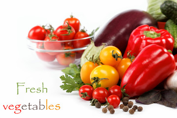 Healthy food. Fresh vegetables on a white background.