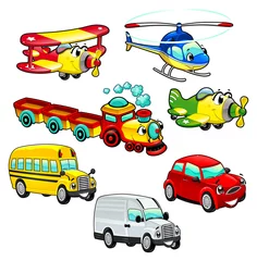 Foto op Aluminium Funny vehicles. Cartoon and vector isolated characters. © ddraw