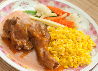 roasted chicken and buttered corn