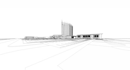 Abstract wireframe of architecture