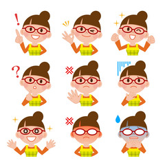 女性　表情　セット