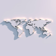 Fototapeta na wymiar Mapa świata na ścianie ulgi