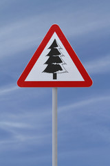 Christmas Tree Road Sign