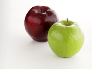 red apple and green apple isolated on white background