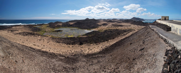 Panorama of Lobos Island from the Martiño lighthouse, Canary Is