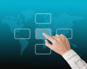 Man hand touching screen