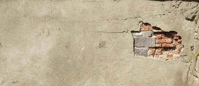 Fototapeta Ściana z cegły z tynkiem