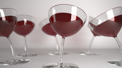 Glasses drunk with red wine