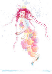 woman in summer dress (drawing)