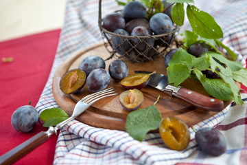 Fresh ripe plums