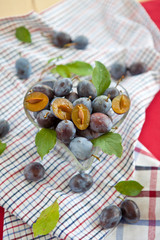 Fresh Plums in a heart-shaped bowl