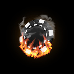 Casino Chip in Fire vector illustration