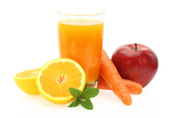 Fresh fruit juice with apple, orange and carrot