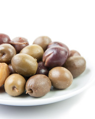 variety of olives on a plate
