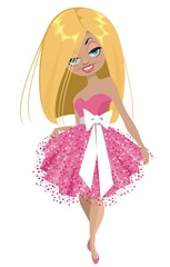 Милая девушка в розовом платье