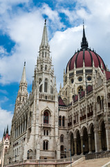 Hungarian Parliament dome, gothic architecture in Budapest