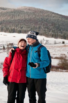 Senior retired couple in winter together