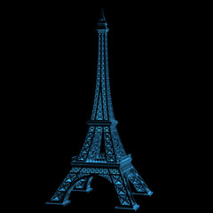 Fototapeta na wymiar Wieża Eiffla (3D xray niebieski przezroczysty)