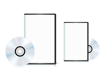 Set of DVD cases with a blank cover and shiny DVD disk