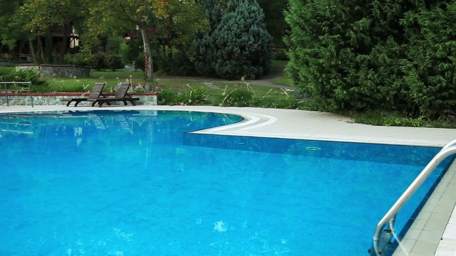 luxury village pool, pan shoot