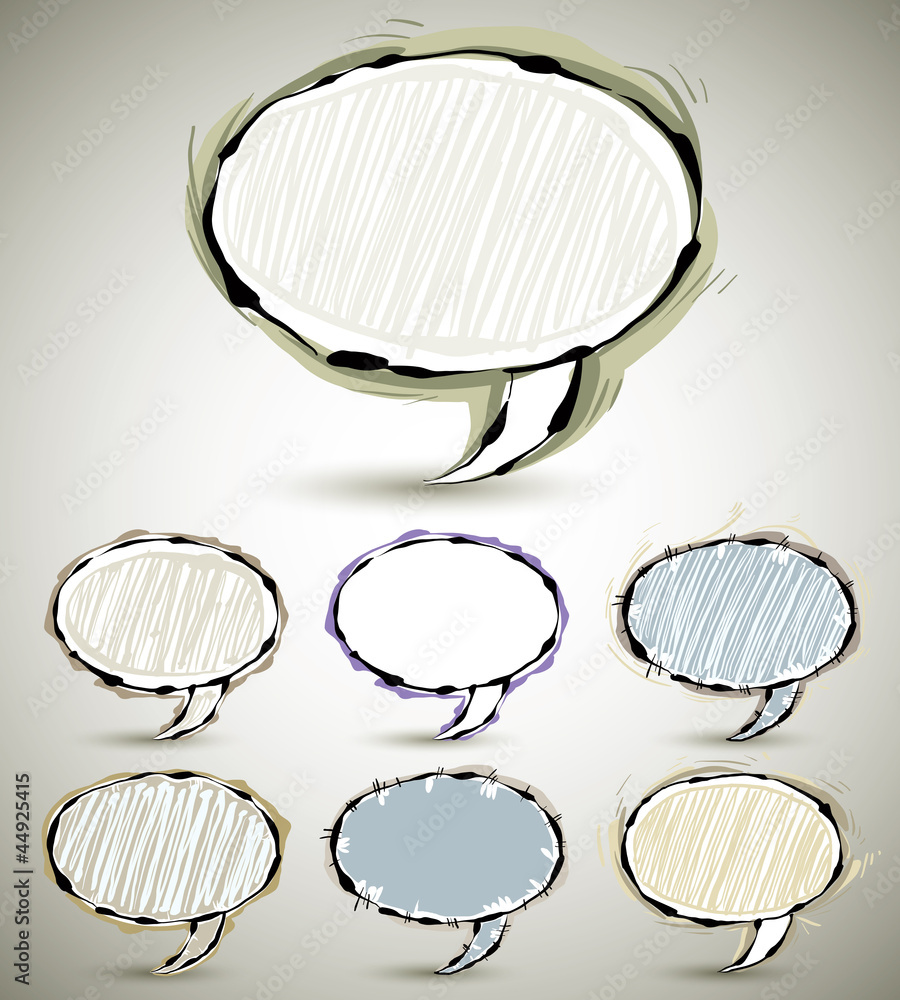 Poster abstract sketch style speech bubbles.