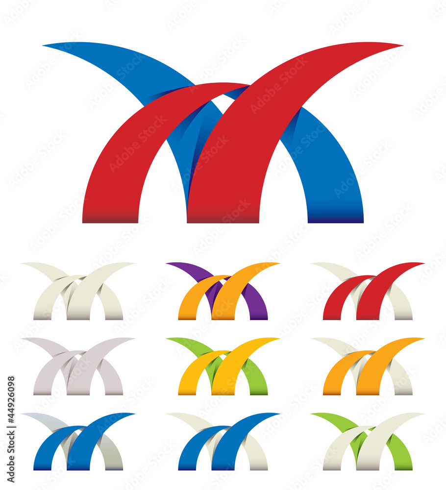 Poster abstract icons set of color versions.