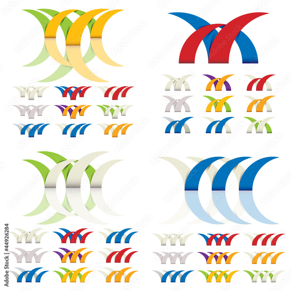 Poster Abstract icons set wit different color versionsю