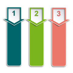 Vector faq labels, three options with arrows