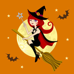 Halloween Witch and Full moon