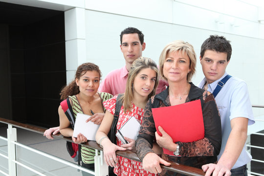 Teacher And Students Outside