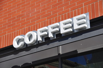 Coffee store signage in Calgary, Alberta Canada