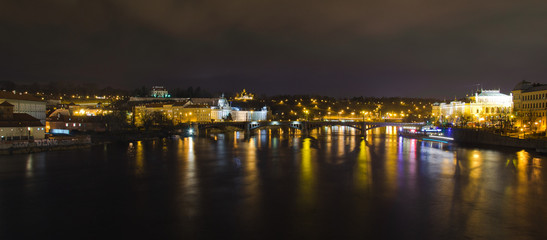 Obraz premium View from the Charles Bridge at night